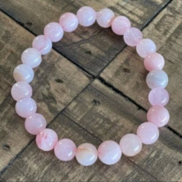 8mm Pink Quartz Chakra Stretch Bracelet - Picture 5 of 9